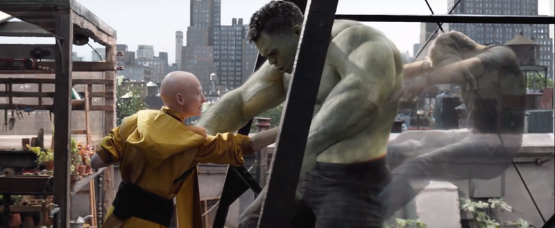 The Ancient One pushes Hulk’s spirit out of his body.